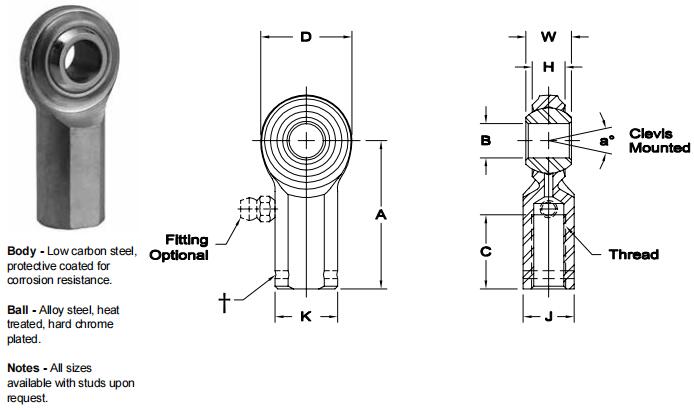 AURORACG-8關節(jié)軸承圖紙