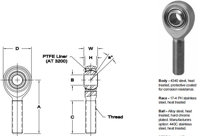 AURORAPRM-6T關(guān)節(jié)軸承圖紙