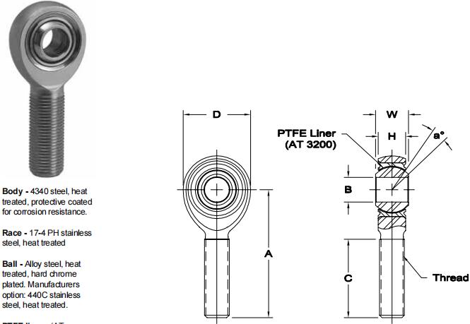 AURORAPRXB-4T關(guān)節(jié)軸承圖紙